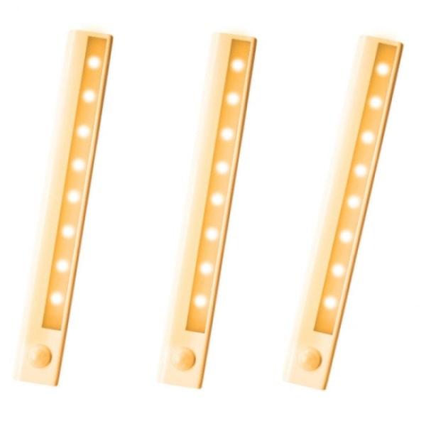 （Varmvit） LED-ljusremsa med rörelsesensor 3-pack Vit