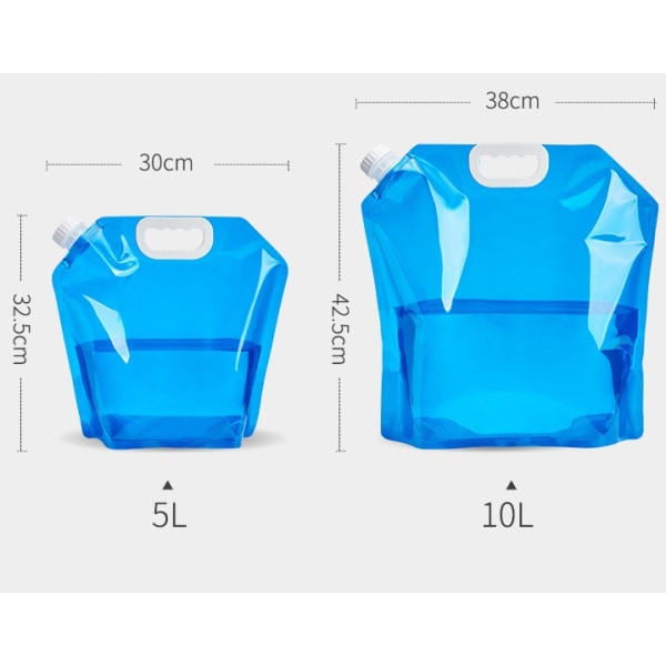 3-pack hopfällbar vattenflaska med kran 2 x 10L + 1 x 5L port