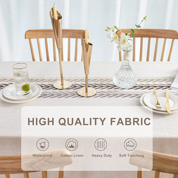Rektangulær duk i bomullslin beige 140x200 cm Duk R