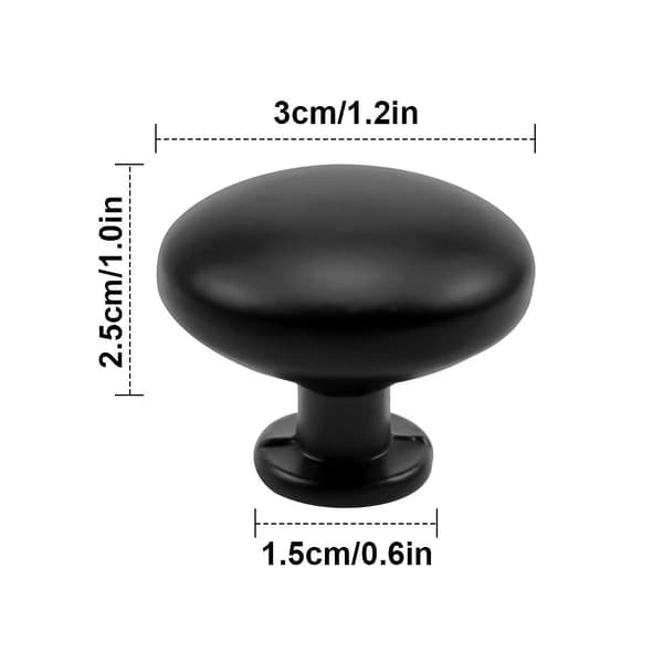 10 stk. sorte skuffedørhåndtak, 30 mm møbelknott, enkel rund