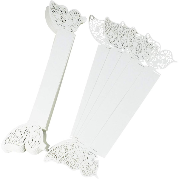 50 x Butterfly Serviettringer, Perlemor Serviettringer i Papir, til Bryllup