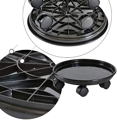 2-pack svart växtpall 30 cm växtstativ med hjul tunga