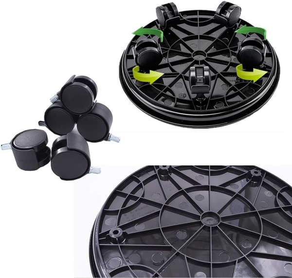 2-pack svart växtpall 30 cm växtstativ med hjul tunga