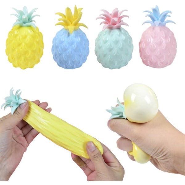4 stk. legetøj, dekompressionsfrugt, klemmelegetøj, stressananas S