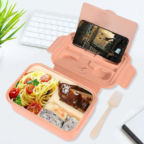 Lunchbox för vuxna, bentobox med 3 fack, lunchbox för barn, mellanmål