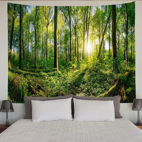 (150X200cm ,59"X79") Forest Tapestry Wall Hanging Green Tree and