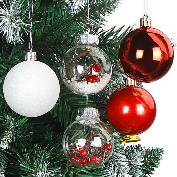 6CM Røde Julekuler, 30 Pakk Julekuler Plast Ornament