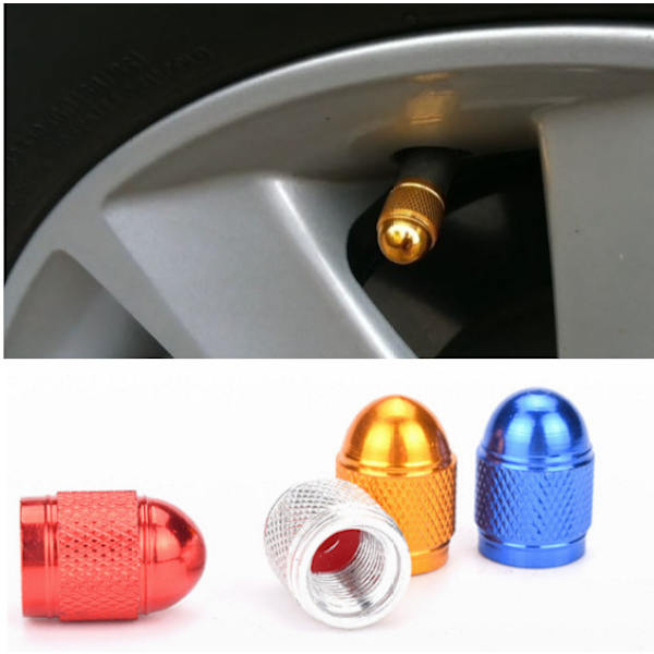 5 stk. røde ventilpropper, bildæk, kugle aluminium universal