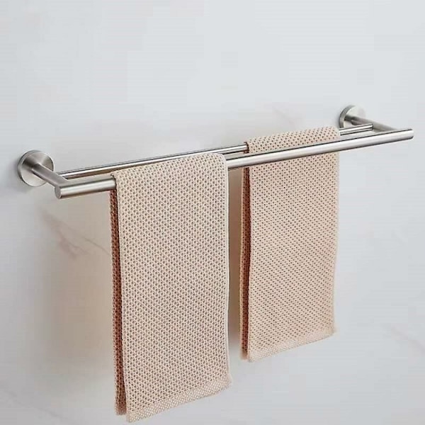 Veggmontert håndkleholder Dobbel baderomshåndklekrok 40cm Børstet S