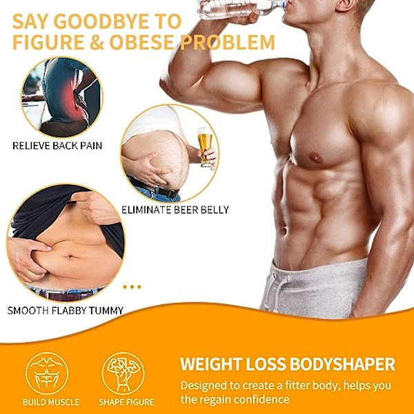 Män Neopren Bastu Midjetränare Korsett Svettbälte Träning Fitness
