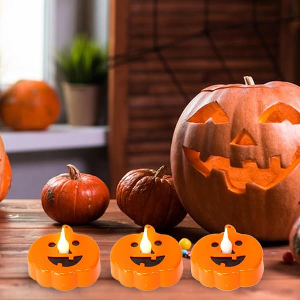 24 st LED Halloween Pumpa Ljus - Flimrande Orange Pumpa