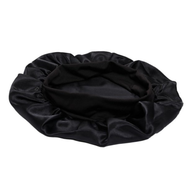 1 stk. Sovehætte - Satin hætte - Sovehætte Sort one size