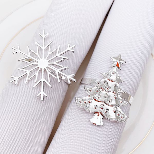 4-delad utsökt julservetter, snöflingor, julgran n