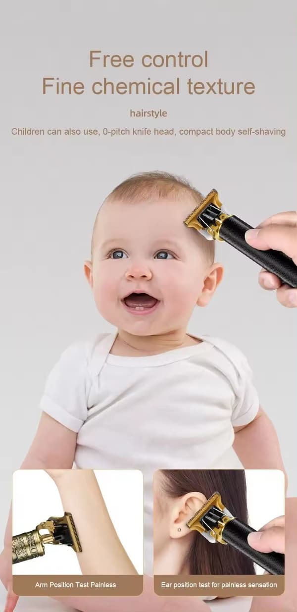 Sort Buddha-hovedstil (ABS), professionel elektrisk hårtrimmer