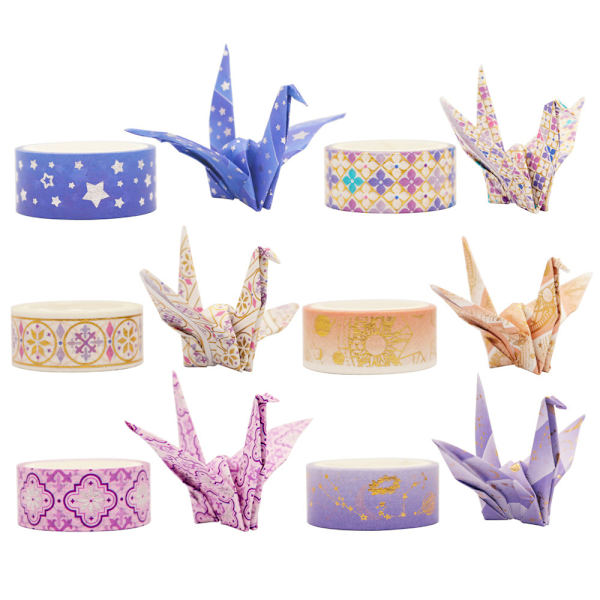 Washi Tape Set 3m x 15mm Stjärnhimmel Guldfolie Maskeringstejp Deko
