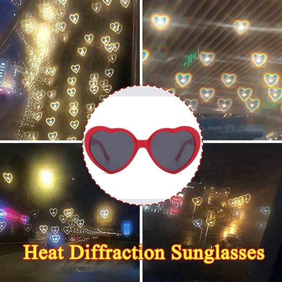 Deep Green Heart Solglasögon Heart Effect Diffraction Glasses Fest