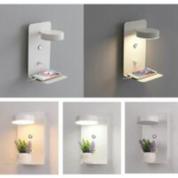 1 sarja LED-seinävalaisimia sisätiloihin, USB-portti, 12 W, kolmivärinen himmennettävä