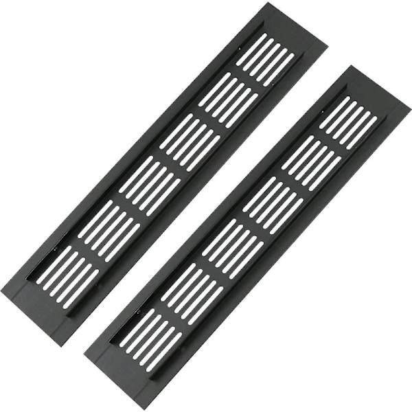 2-pak rektangulær aluminium dørventil gitter 250x50mm insektbeskyttelse
