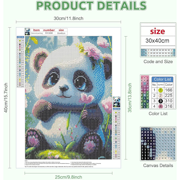 Suloinen Panda, 5D Timanttimaalaus Aikuisille Eläin, Timanttimaalaus Se