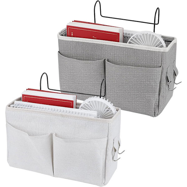 1PC（Grå）Sängficka, Vattentät Canvas Sänghylla Organizer Hängande