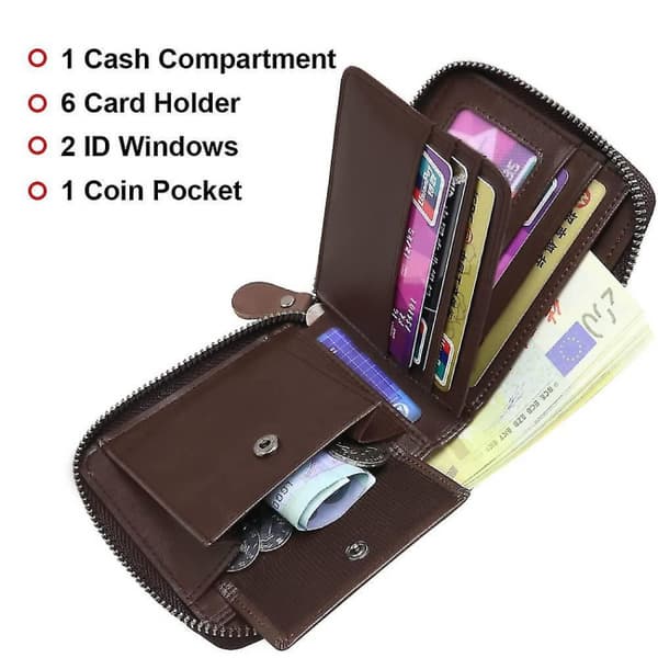 Slank tegnebog, ægte læder minimalistisk tegnebog til mænd, Rfid Blo