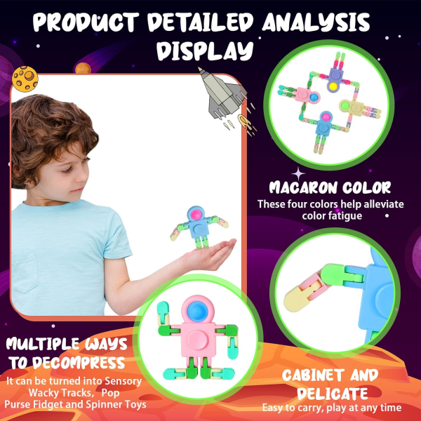 Fidget Snap Leksaker och Sensoriska Wacky Tracks Leksaker Robot Rolig Stress