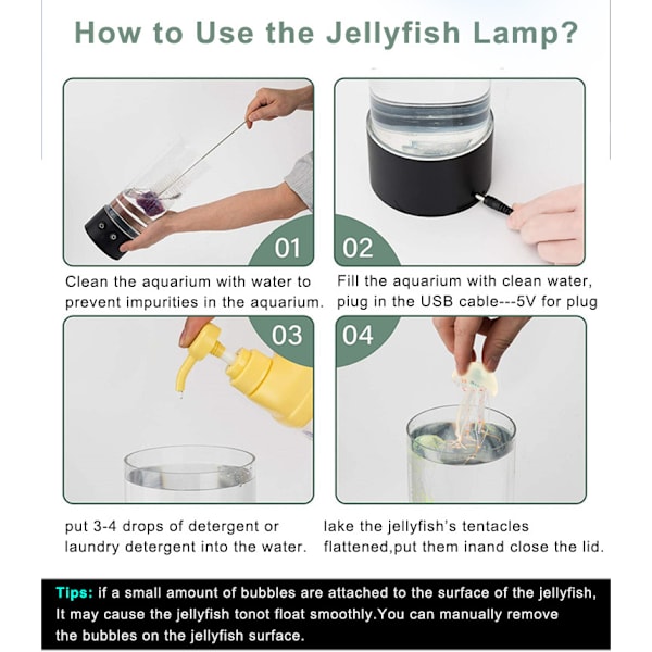 Lava Aquarium Jellyfish Lampe - LED Jellyfish Natlampe med 16