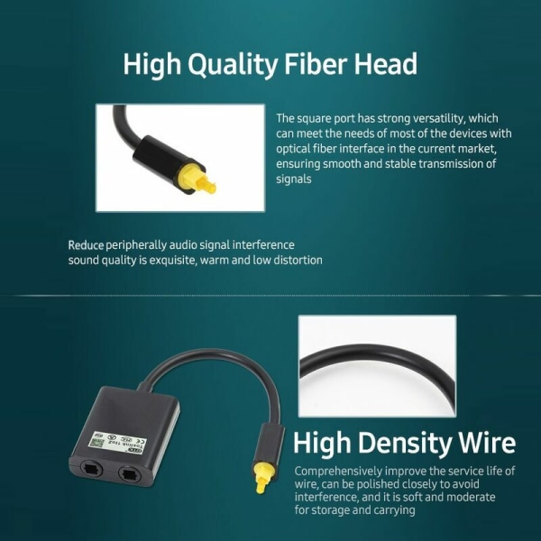 1-2 Digitaalinen optinen kaapeli Splitter Audio Adapter Kuitu A