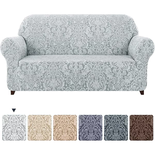 Ljusgrått, sofföverdrag, 3-sits jacquard Damaskus sofföverdrag