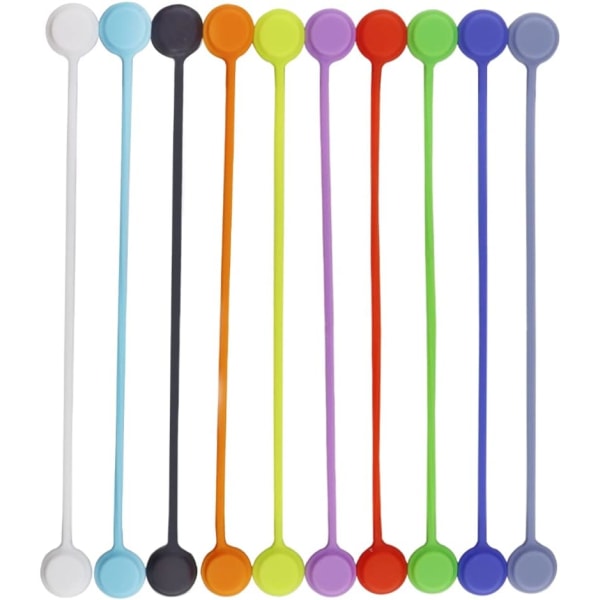 10 Stk Genanvendelige Silikone Kabelbindere Multi-Color Magnetic Kabel Cl