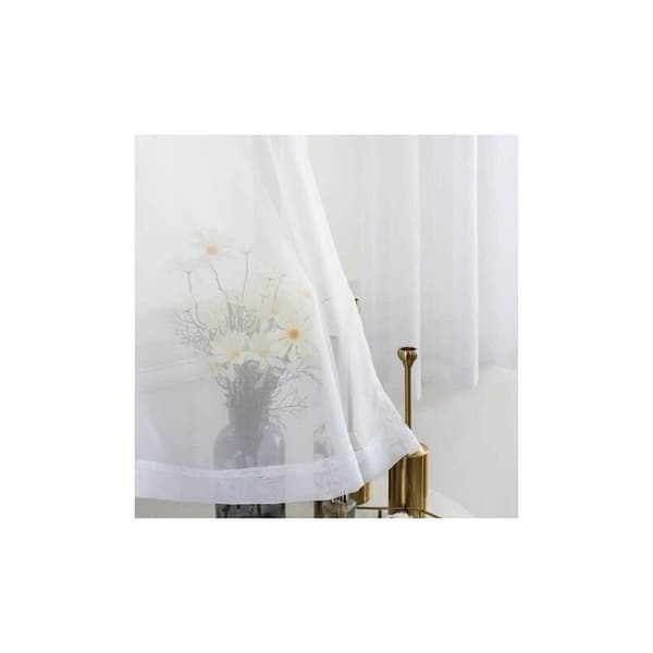 Set med 2 vita voilegardiner, för vardagsrum sovrum, 140 cm x
