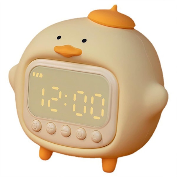 （Gul） Vekkerklokke for barn Cute Hug Duck Vekkerklokke Nattlig