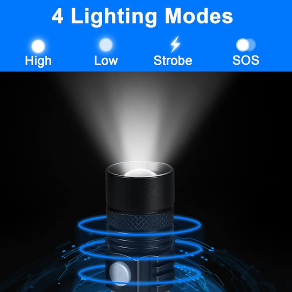 Lommelygte, 1000 lumen USB genopladelig LED lommelygte, 4