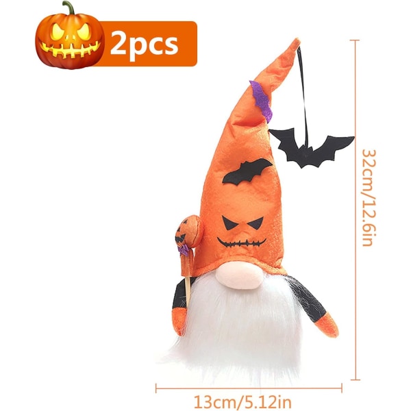 2 st Halloween Gnome Docka Plysch Faceless Docka med Ljus Hallow