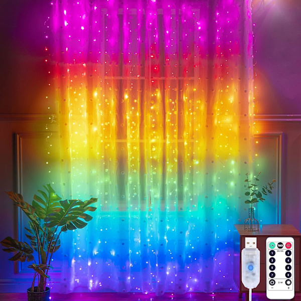 3x3m LED-ljusslinga ljusslinga ljusslinga 300LED, 8 belysning