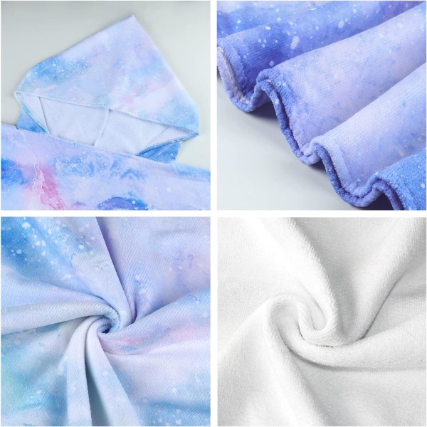 1 stk blå og lilla Tie-Dye badeponcho strandhåndklæder stor størrelse,