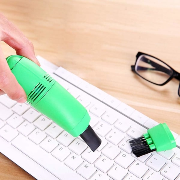 1 kpl vihreä minipölynimuri, USB näppäimistön puhdistusaine, pölynpuhdistus