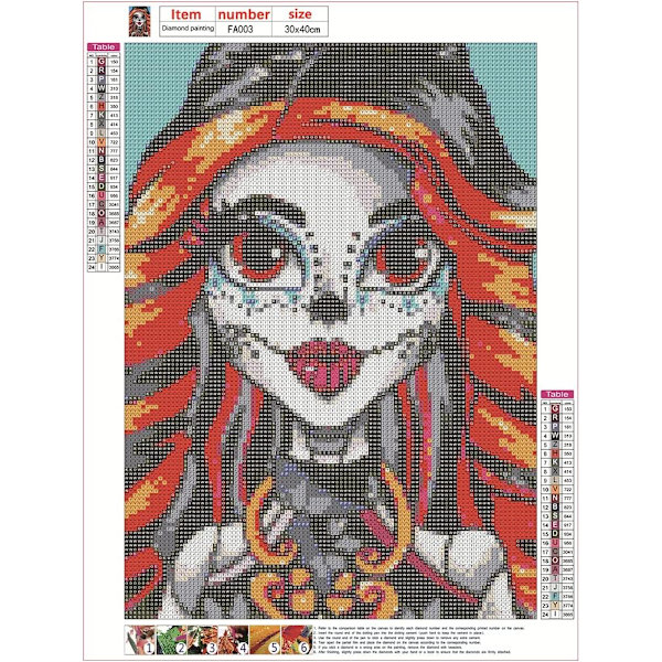 30*40cm 5D DIY firkantet diamantmaleri firkantede stener hodeskalle hodeskalle C