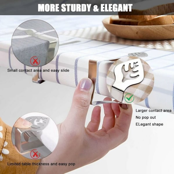 10 stk. borddug clips 10 stk., bladformede picnic borddug clips,