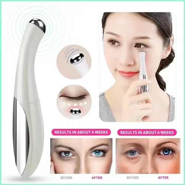 Vit, bärbar ögonmassager, elektrisk vibration, anti-rynkor, a