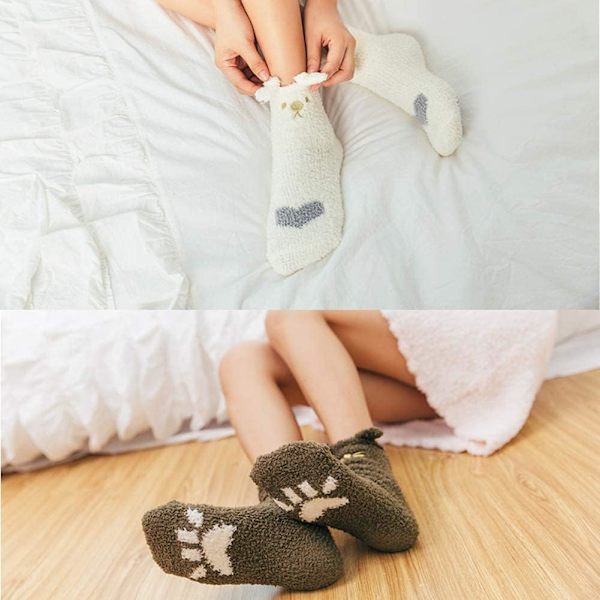Naisten talvisukat lämpimät lämpimät sukat pörröiset sukat naisten fleece