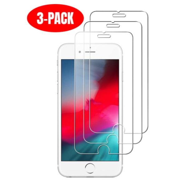 3-delt hærdet glas iPhone 7/8 skærmbeskytter gennemsigtig