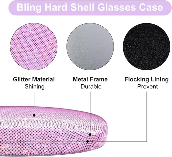 2 stk. Pink White Hard Shell Brilleetui Bling PU Læder Glas