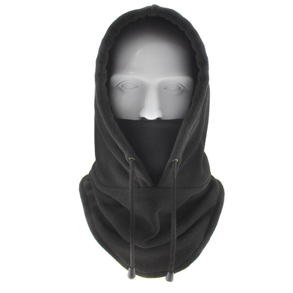 1 STK Sort dobbeltlags tyk balaclava, tyk fleece hue, vind