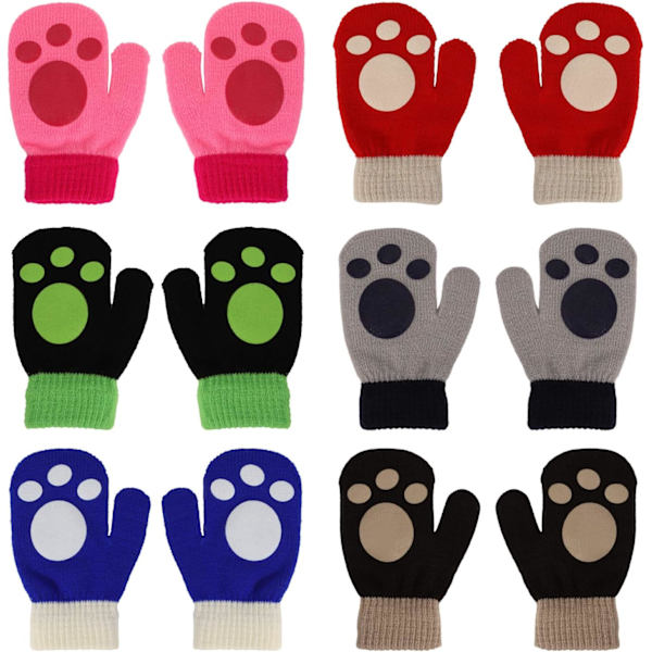 6 par barnvantar stretchiga vantar, baby magiska vantar, vinter Kn