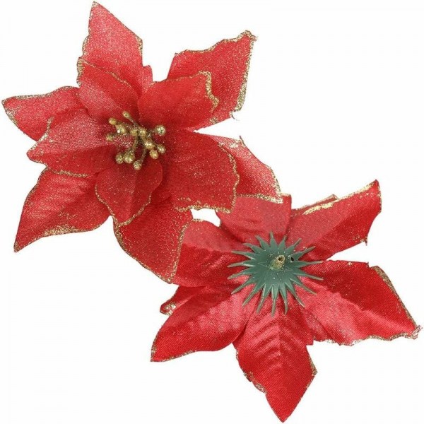 10 stk 15 cm Glitterfylte Fargerike Blomster Julertet Bryllup Dekor