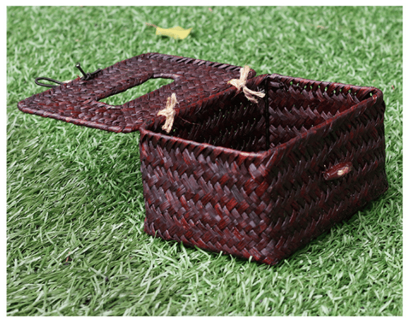 18cm*16cm*12cm, Brun, Rattan Servietkasse Rektangulær Papiræske De