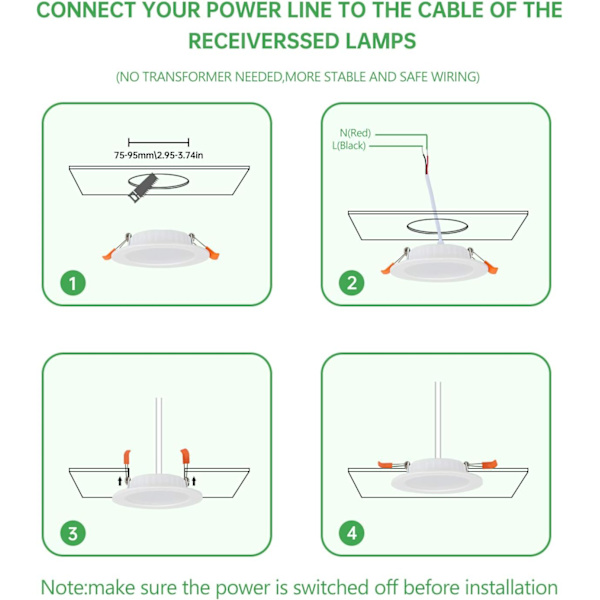 LED-alasvalo, 2 kpl, erittäin litteä, LED-alasvalo sisäkattoon L