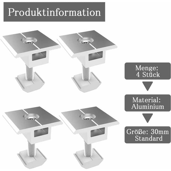 30MM 4 stk. Aluminiumlegering Solpanel Montering Beslag Solpanel Fastgørelsesbeslag