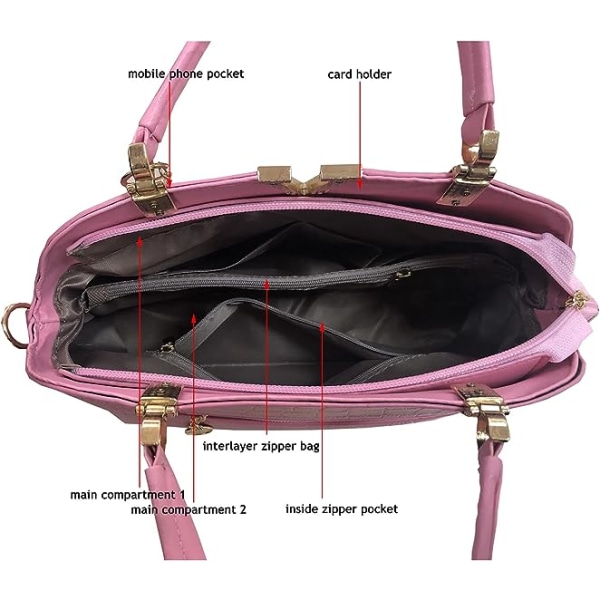 Klassisk damehåndtaske med top-håndtag, crossbody-taske, casual pung, satchel T